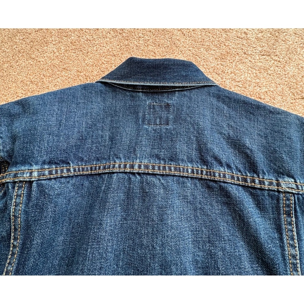 Gap Denim Jacket Ladies Large Tall Dark Wash Blue Cotton Trucker Jacket EUC - Picture 9 of 15